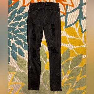 7 For All Mankind Black Coated Skinny Jeans Size 26